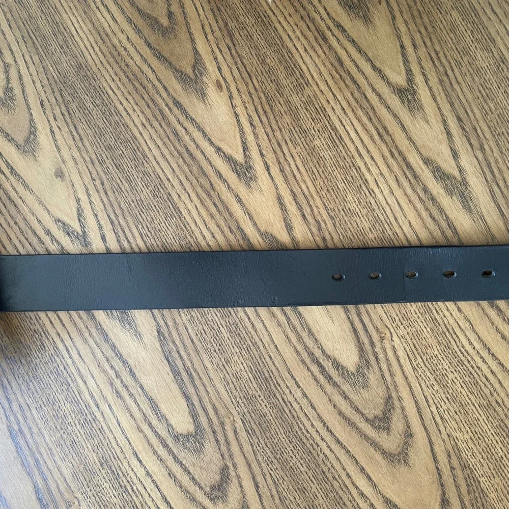 Carhartt Mens Black Leather Belt Silver Tone‎ Buckle Size 34 Workwear